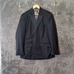 Robert Graham Navy Pinstripe Wool Single Breasted Blazer Mens 44